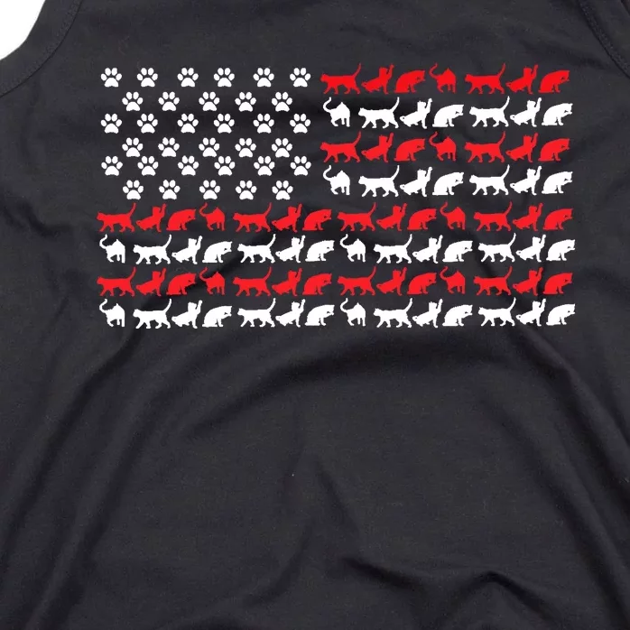 Cat American Flag USA Paws Patriotic Tank Top