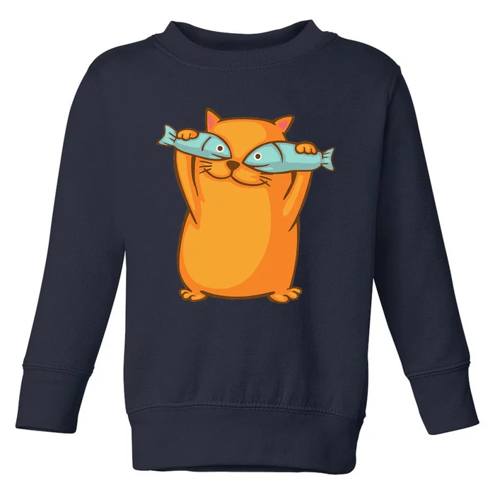 Cute And Funny Ginger Cat Has Fish Eyes Kitty Kitten Joke Toddler Sweatshirt