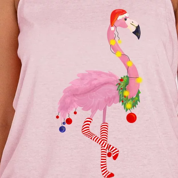 Cute And Fun Tropical Flamingo Christmas Great Gift Women's Knotted Racerback Tank