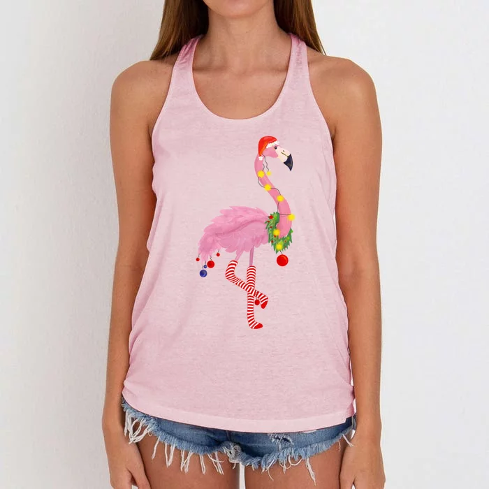 Cute And Fun Tropical Flamingo Christmas Great Gift Women's Knotted Racerback Tank