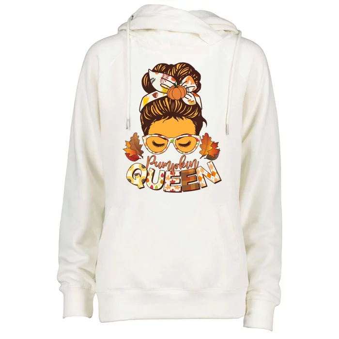 Cute Autumn Fall Pumpkin Queen Womens Funnel Neck Pullover Hood