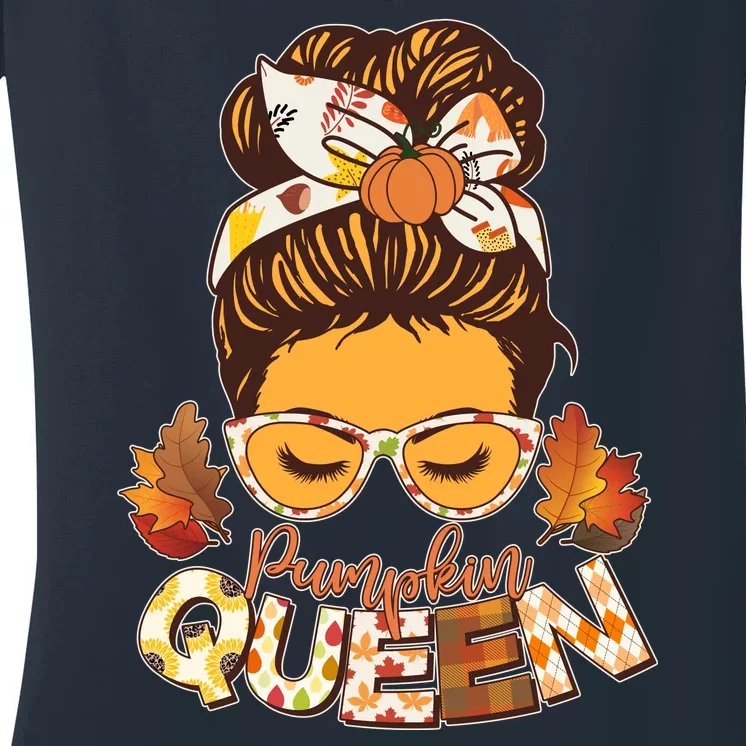 Cute Autumn Fall Pumpkin Queen Women's V-Neck T-Shirt