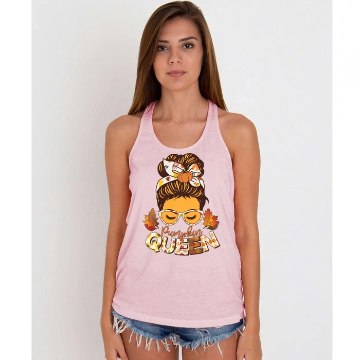 Cute Autumn Fall Pumpkin Queen Women's Knotted Racerback Tank