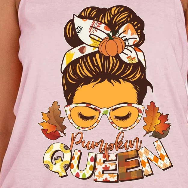 Cute Autumn Fall Pumpkin Queen Women's Knotted Racerback Tank