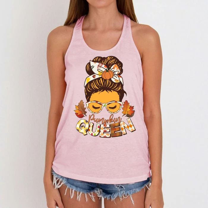 Cute Autumn Fall Pumpkin Queen Women's Knotted Racerback Tank