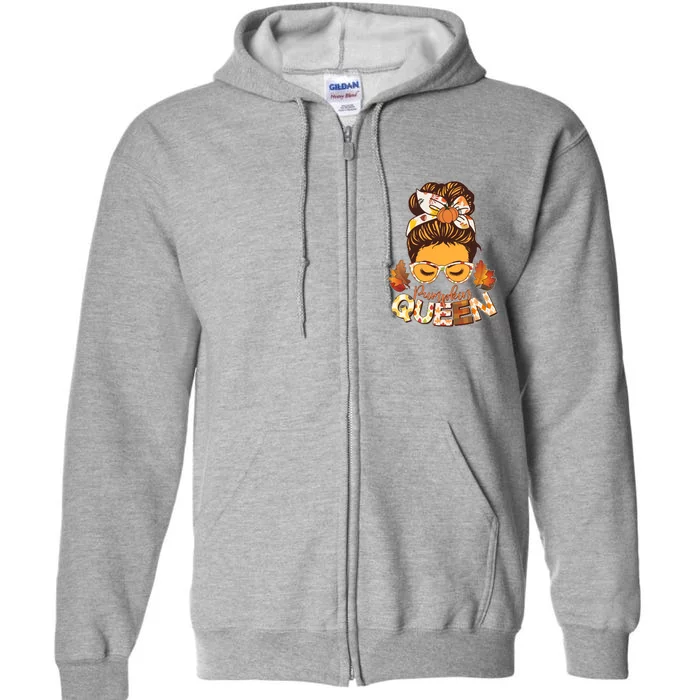 Cute Autumn Fall Pumpkin Queen Full Zip Hoodie