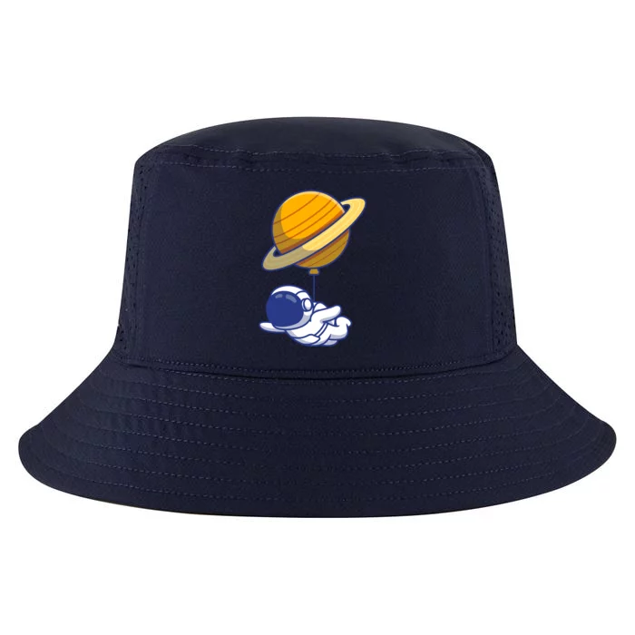 Cute Astronaut Floating On With Saturn Balloon Cool Comfort Performance Bucket Hat