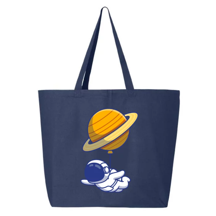 Cute Astronaut Floating On With Saturn Balloon 25L Jumbo Tote