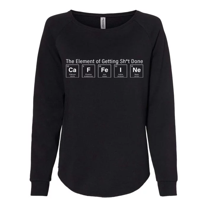 Caffeine The Element Of Getting Shit Done Womens California Wash Sweatshirt