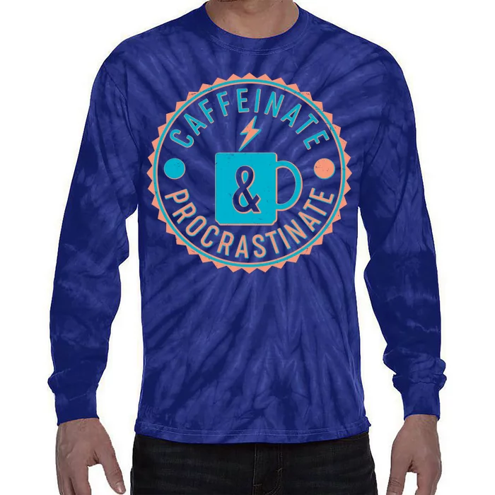 Caffinate & Procrastinate Tie-Dye Long Sleeve Shirt