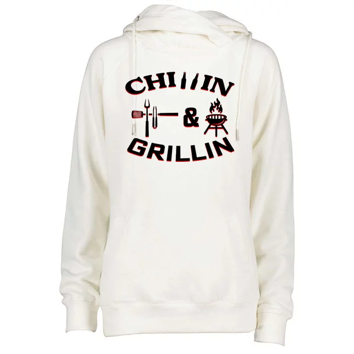 Chillin And Grillin BBQ Cooking Womens Funnel Neck Pullover Hood