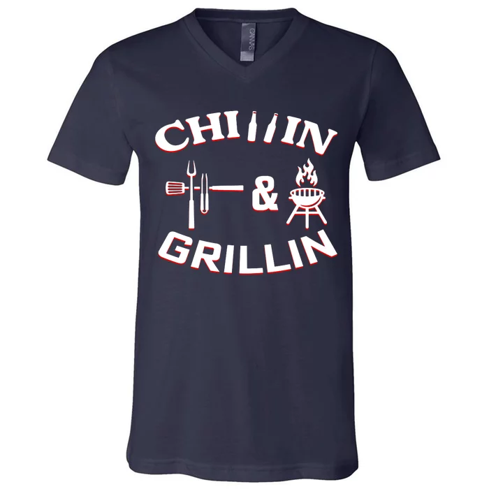 Chillin And Grillin BBQ Cooking V-Neck T-Shirt