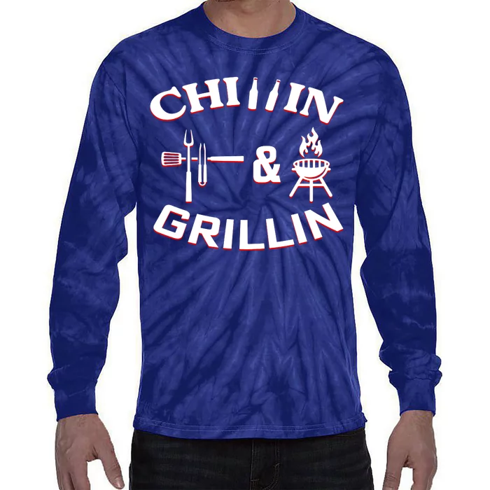 Chillin And Grillin BBQ Cooking Tie-Dye Long Sleeve Shirt