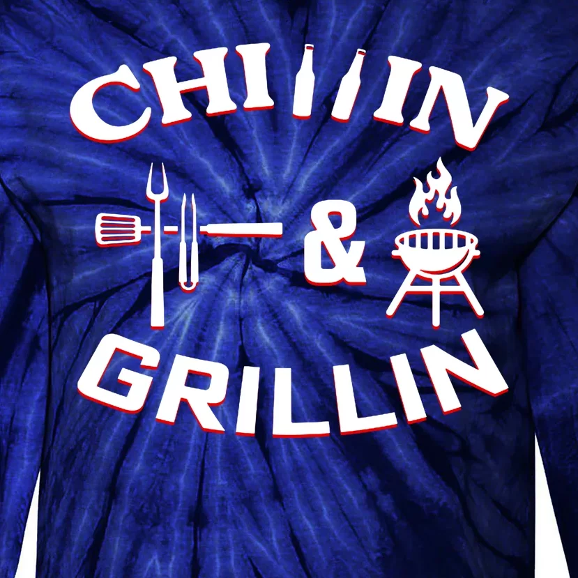 Chillin And Grillin BBQ Cooking Tie-Dye Long Sleeve Shirt