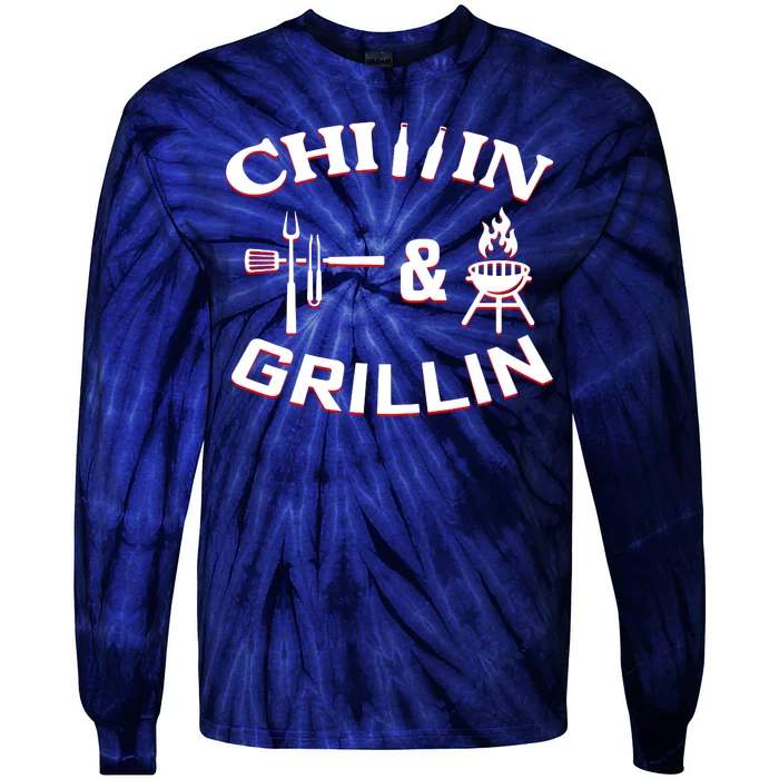 Chillin And Grillin BBQ Cooking Tie-Dye Long Sleeve Shirt