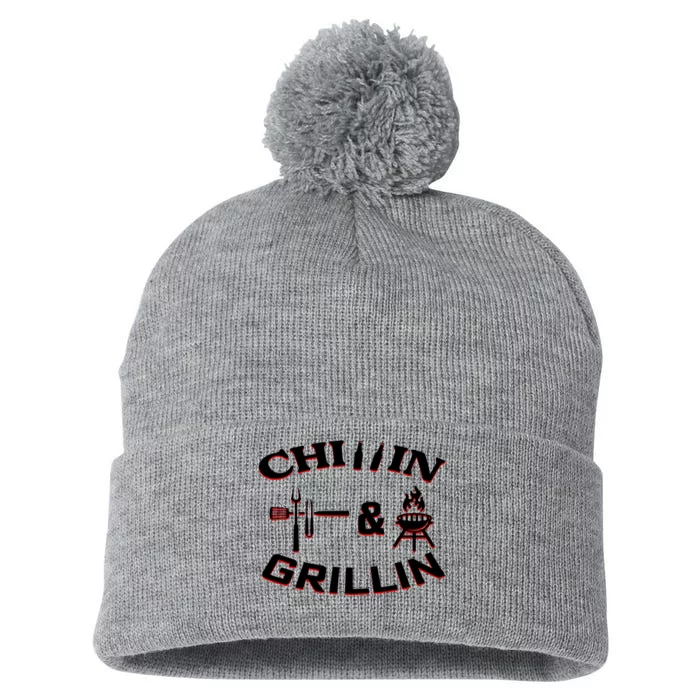 Chillin And Grillin BBQ Cooking Pom Pom 12in Knit Beanie