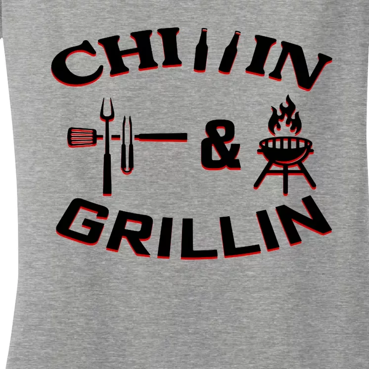 Chillin And Grillin BBQ Cooking Women's V-Neck T-Shirt