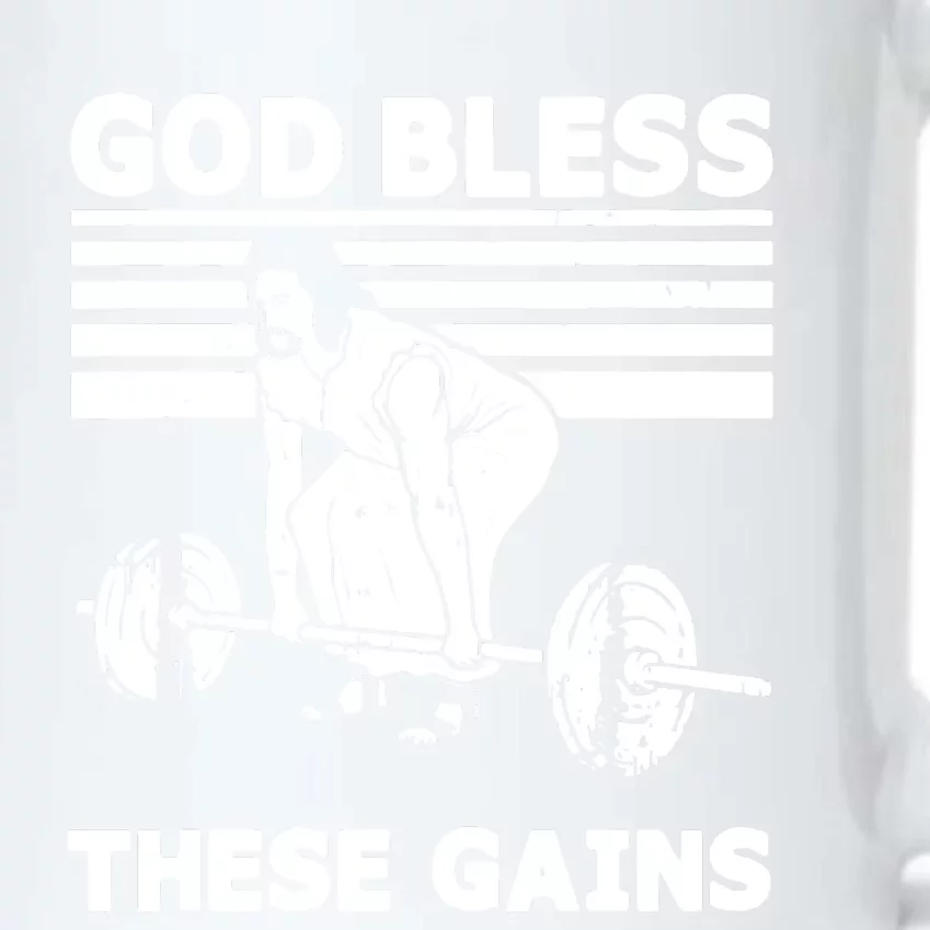 Christian Athlete Gym God Bless These Gains Jesus Deadlift Black Color Changing Mug