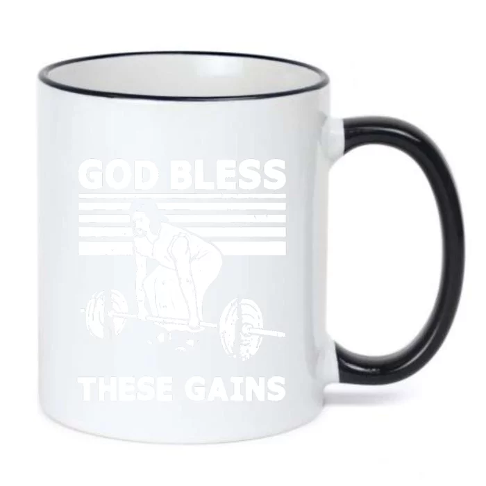 Christian Athlete Gym God Bless These Gains Jesus Deadlift Black Color Changing Mug