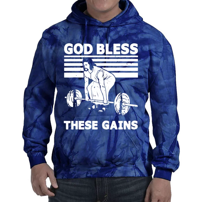 Christian Athlete Gym God Bless These Gains Jesus Deadlift Tie Dye Hoodie