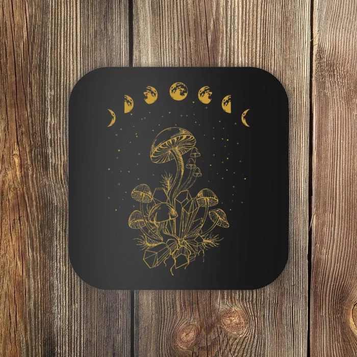 Cottagecore Aesthetic Goblincore Mushrooms Fungi Moon Phases Coaster