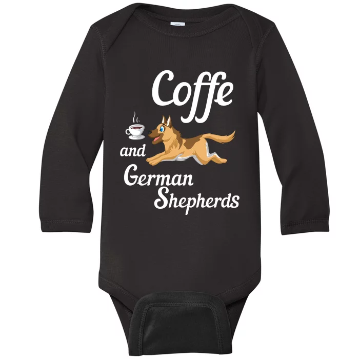 Coffee And German Shepherds Baby Long Sleeve Bodysuit