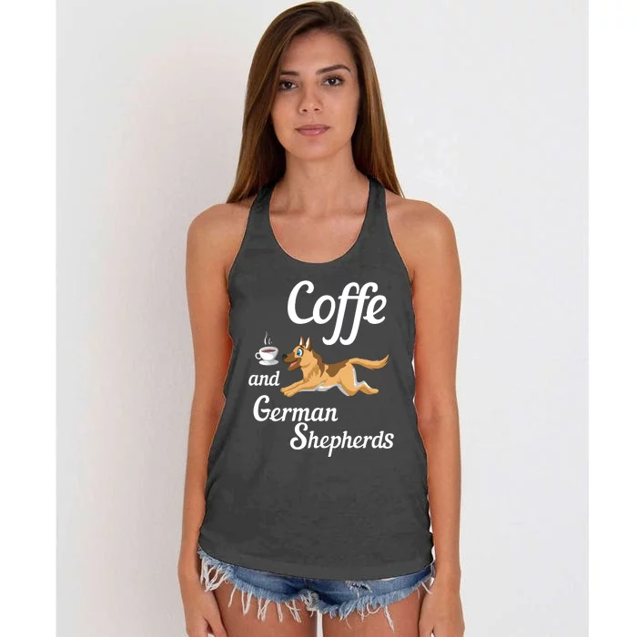 Coffee And German Shepherds Women's Knotted Racerback Tank