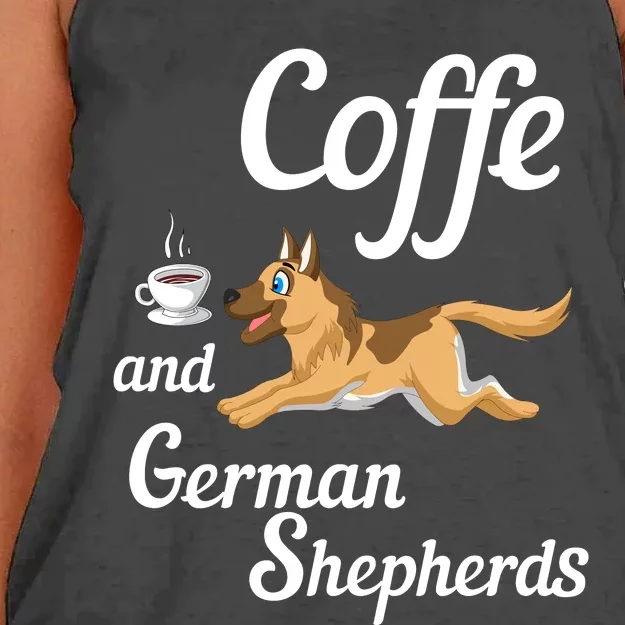 Coffee And German Shepherds Women's Knotted Racerback Tank