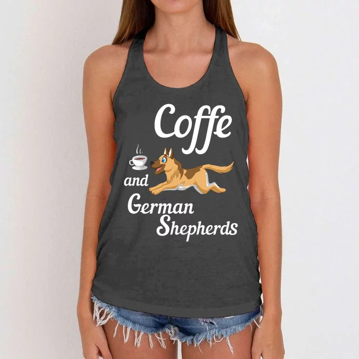 Coffee And German Shepherds Women's Knotted Racerback Tank