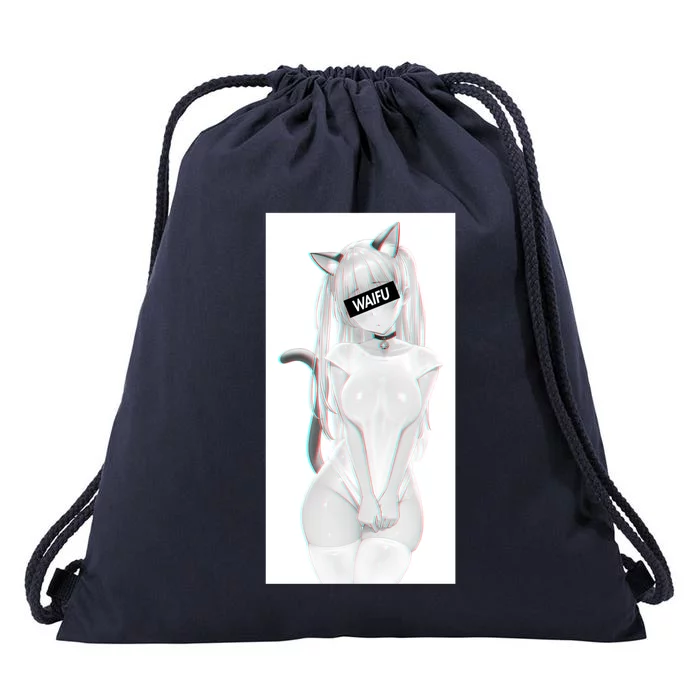 Cute Anime Girl Waifu Material Drawstring Bag