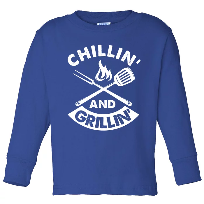 Chillin And Grillin Bbq Griller Smoker Grillmaster Great Gift Toddler Long Sleeve Shirt