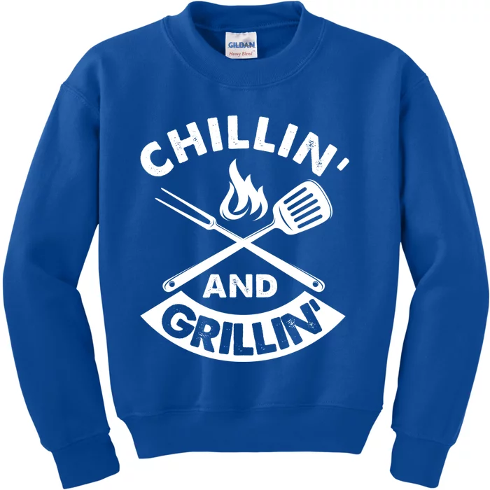 Chillin And Grillin Bbq Griller Smoker Grillmaster Great Gift Kids Sweatshirt