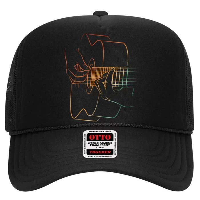 Cool Acoustic Guitar Acoustic Guitar Player High Crown Mesh Trucker Hat