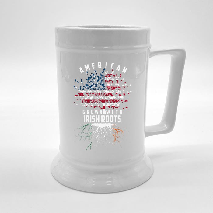 Cute American Grown With Irish Roots Design Gift Front & Back Beer Stein