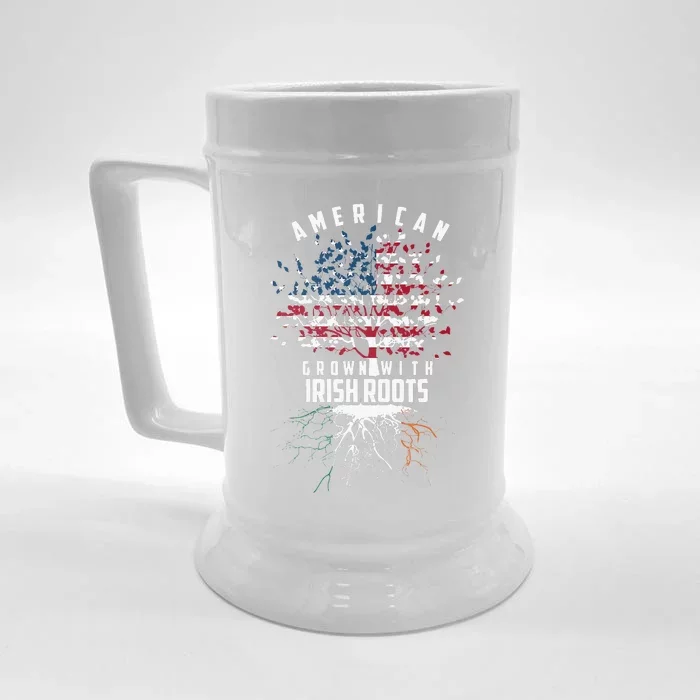 Cute American Grown With Irish Roots Design Gift Front & Back Beer Stein