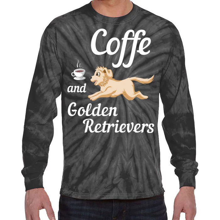 Coffee And Golden Retrivers Tie-Dye Long Sleeve Shirt