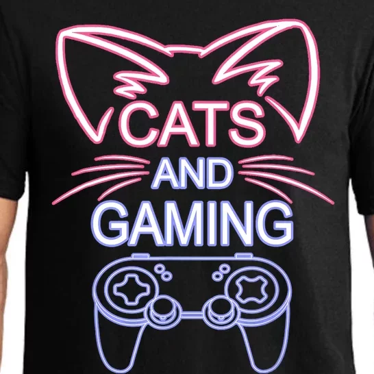 Cats And Gaming Funny Cat Lover Gaming Gift Gamer Pajama Set