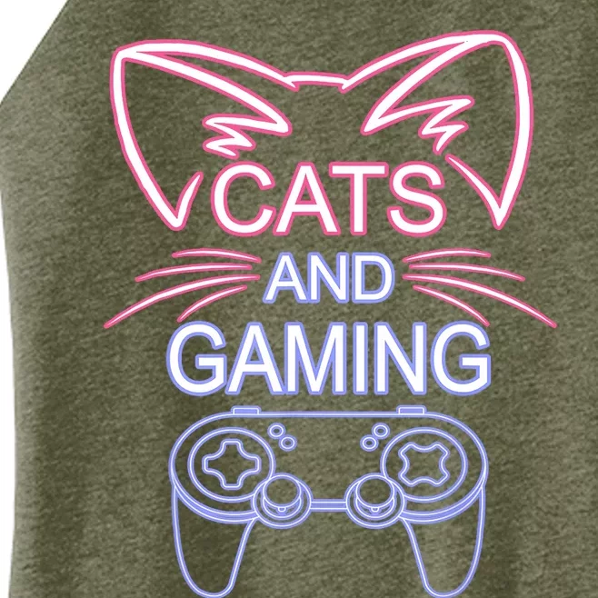 Cats And Gaming Funny Cat Lover Gaming Gift Gamer Women’s Perfect Tri Rocker Tank