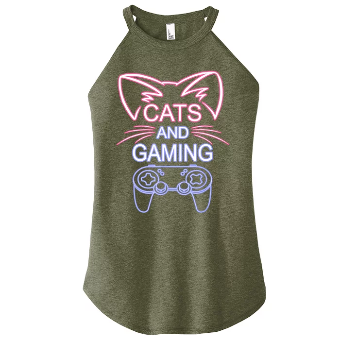 Cats And Gaming Funny Cat Lover Gaming Gift Gamer Women’s Perfect Tri Rocker Tank