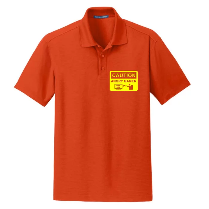 Caution Angry Gamer Dry Zone Grid Performance Polo