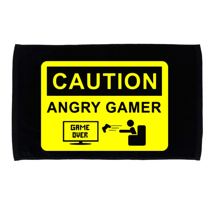 Caution Angry Gamer Microfiber Hand Towel