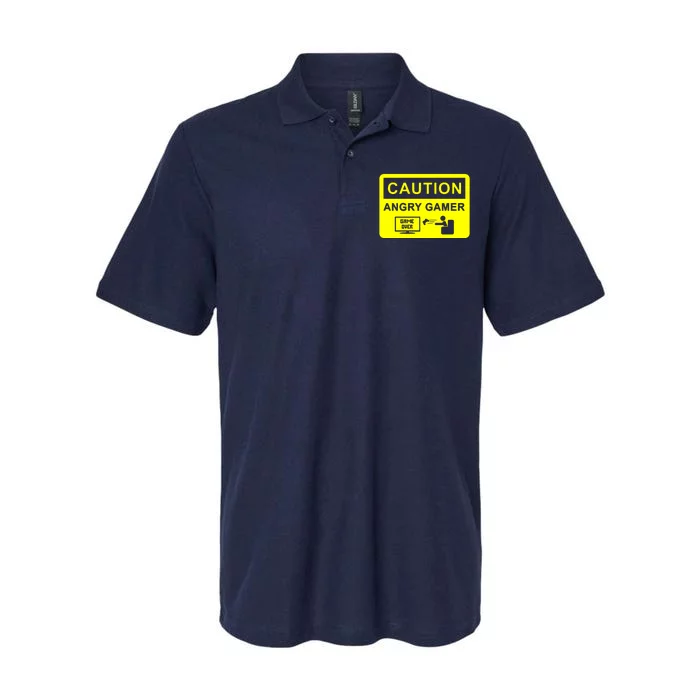 Caution Angry Gamer Softstyle Adult Sport Polo