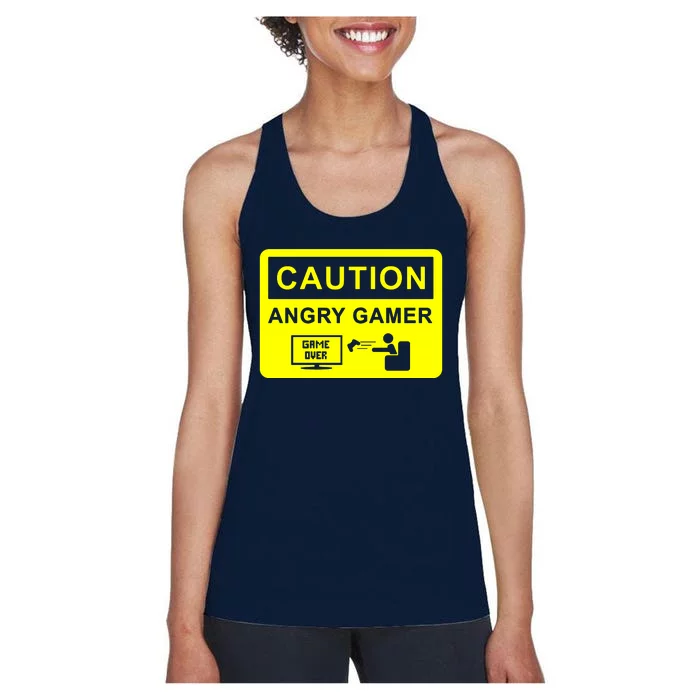 Caution Angry Gamer Women's Racerback Tank