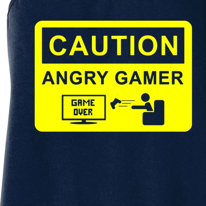 Caution Angry Gamer Women's Racerback Tank