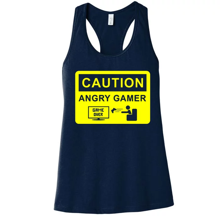 Caution Angry Gamer Women's Racerback Tank