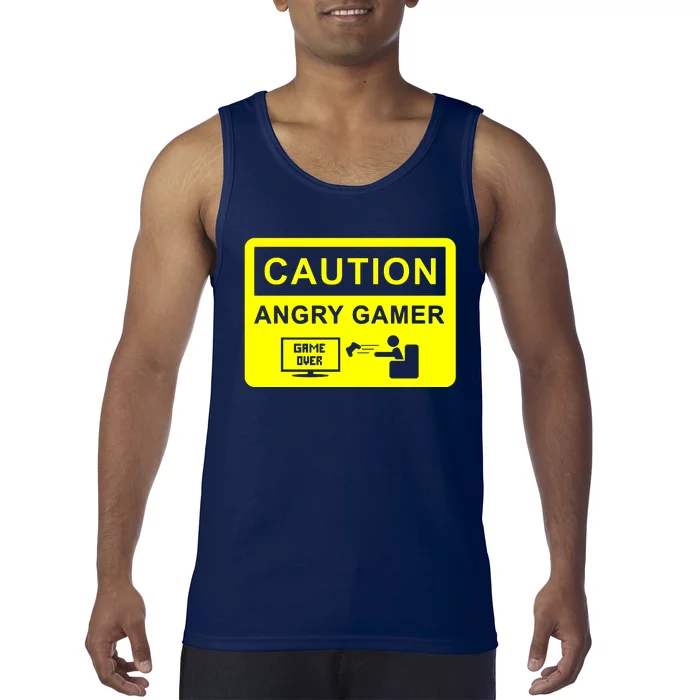 Caution Angry Gamer Tank Top