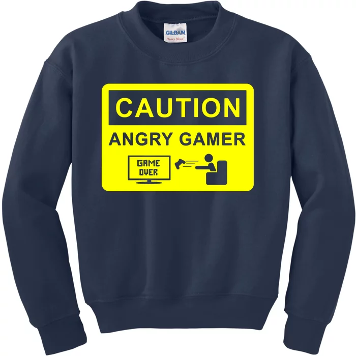 Caution Angry Gamer Kids Sweatshirt