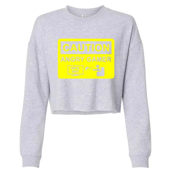 Caution Angry Gamer Cropped Pullover Crew