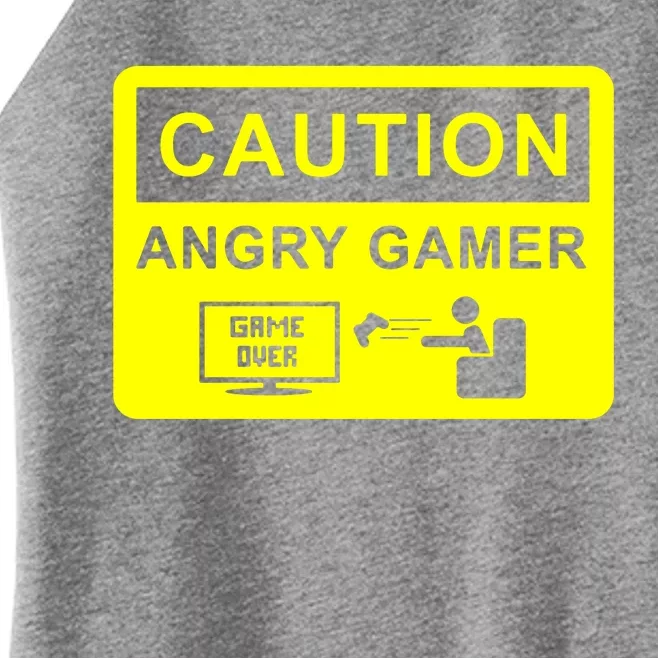 Caution Angry Gamer Women’s Perfect Tri Rocker Tank