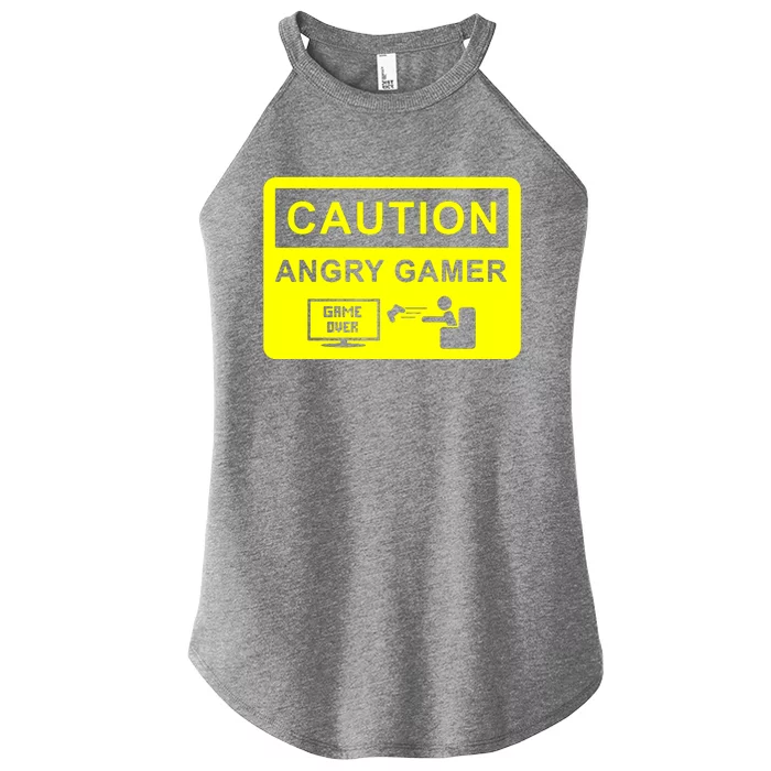 Caution Angry Gamer Women’s Perfect Tri Rocker Tank